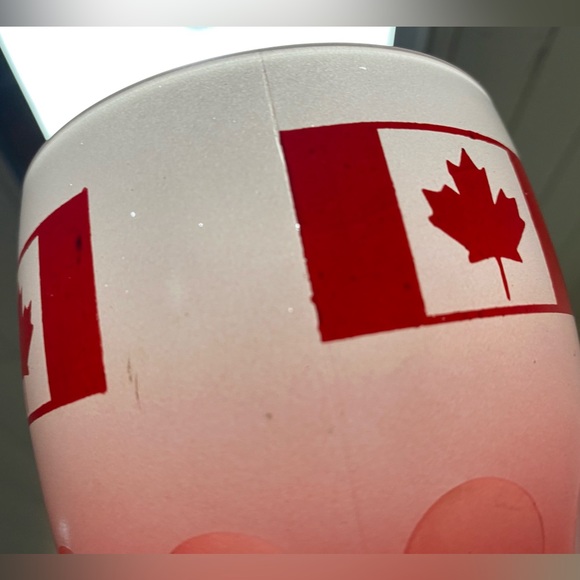 Set of 4 vintage Bartlett Collins thumbprint goblets Canada Flag pattern - Picture 3 of 8